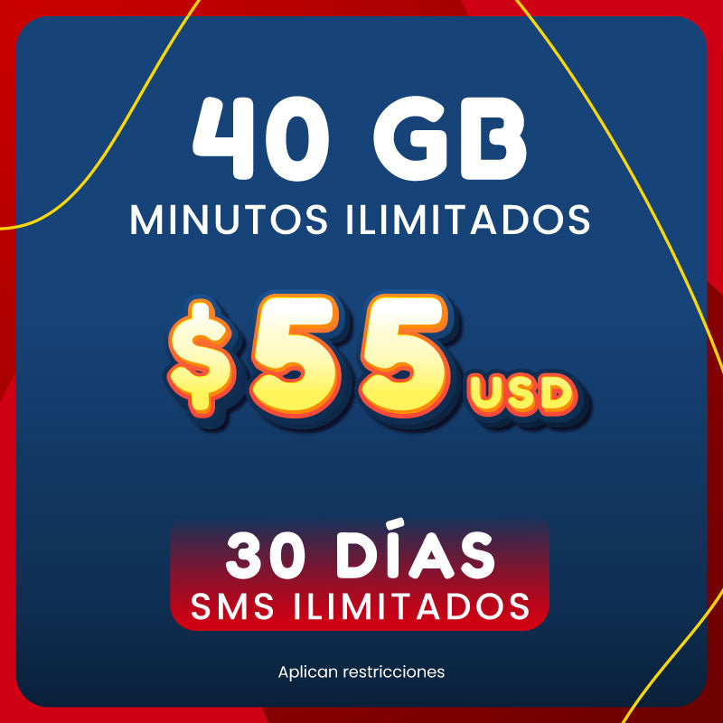 Paquetes: 35 GB de datos - 750 minutos - 30 días - 500 SMS